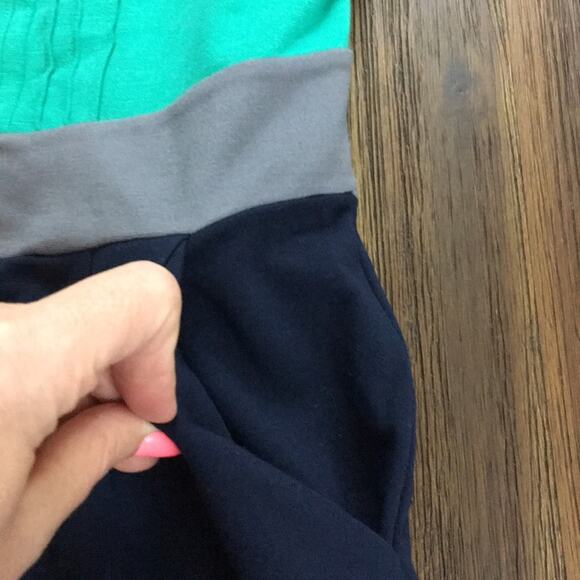 Anthropologie RicRac Strapless Color Block Navy/Green Mini Dress - Picture 6 of 7